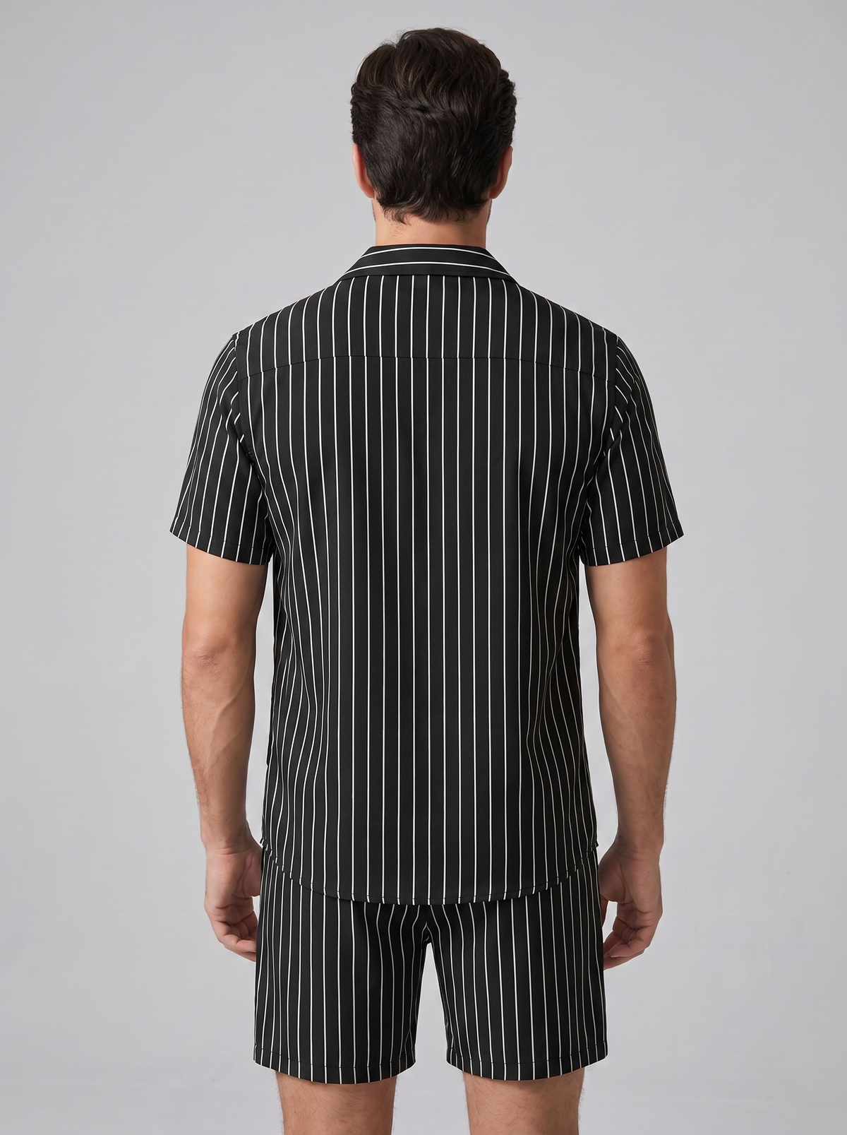 Heren Pinstripe Korte Mouw Co-ord Set Zomer