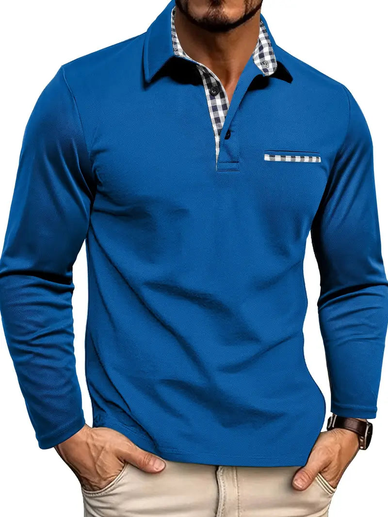 DIRK | POLOSHIRT MET LANGE MOUWEN EN BORSTZAK