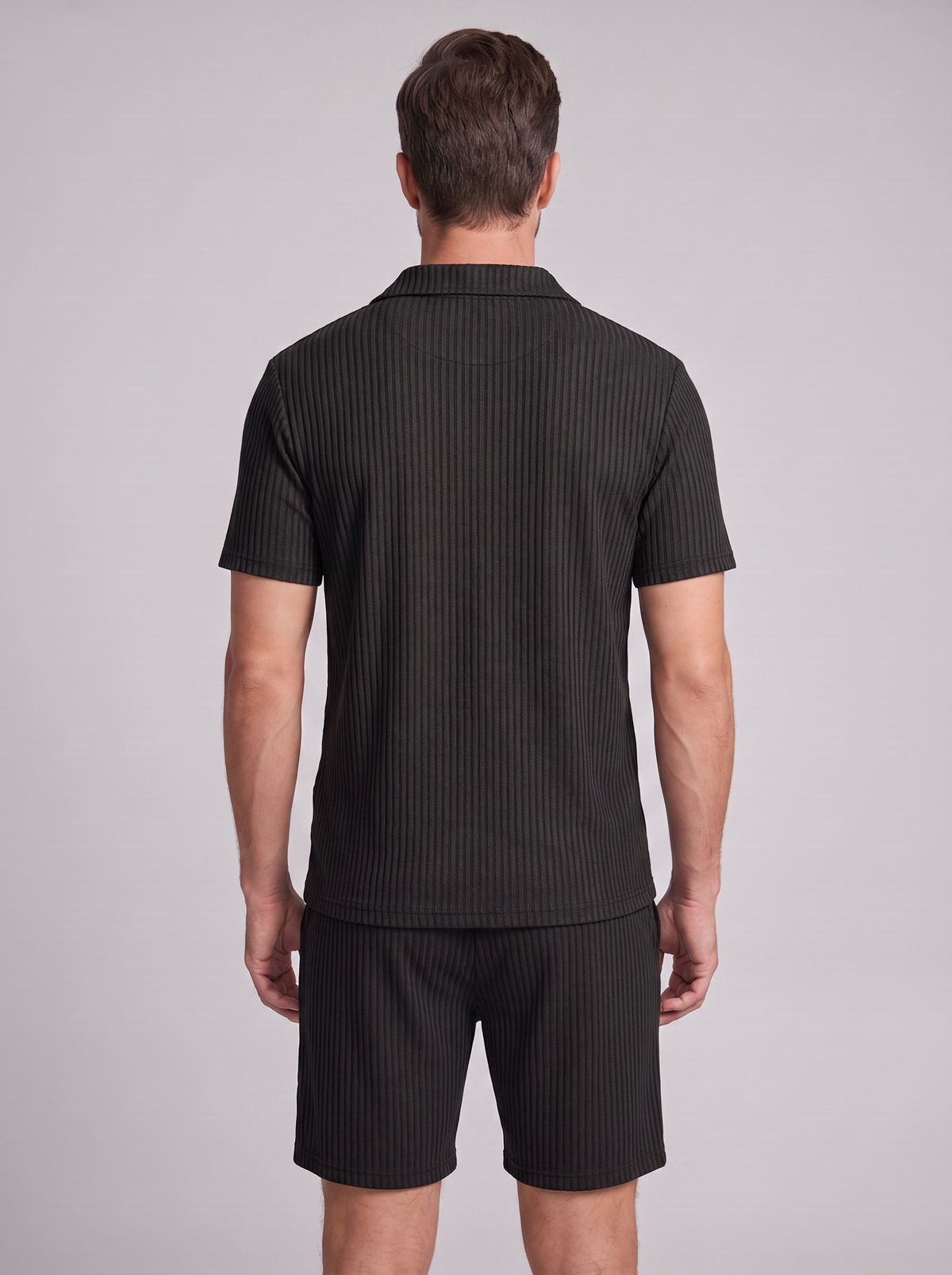 Heren Ribgebreide Polo Set
