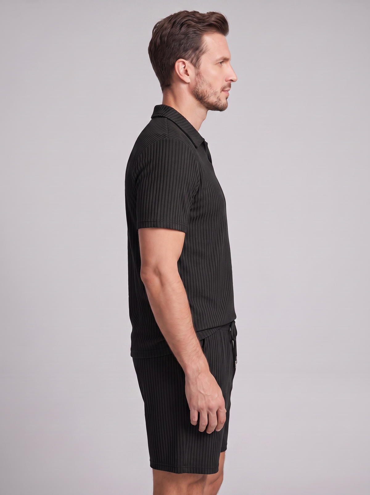 Heren Ribgebreide Polo Set