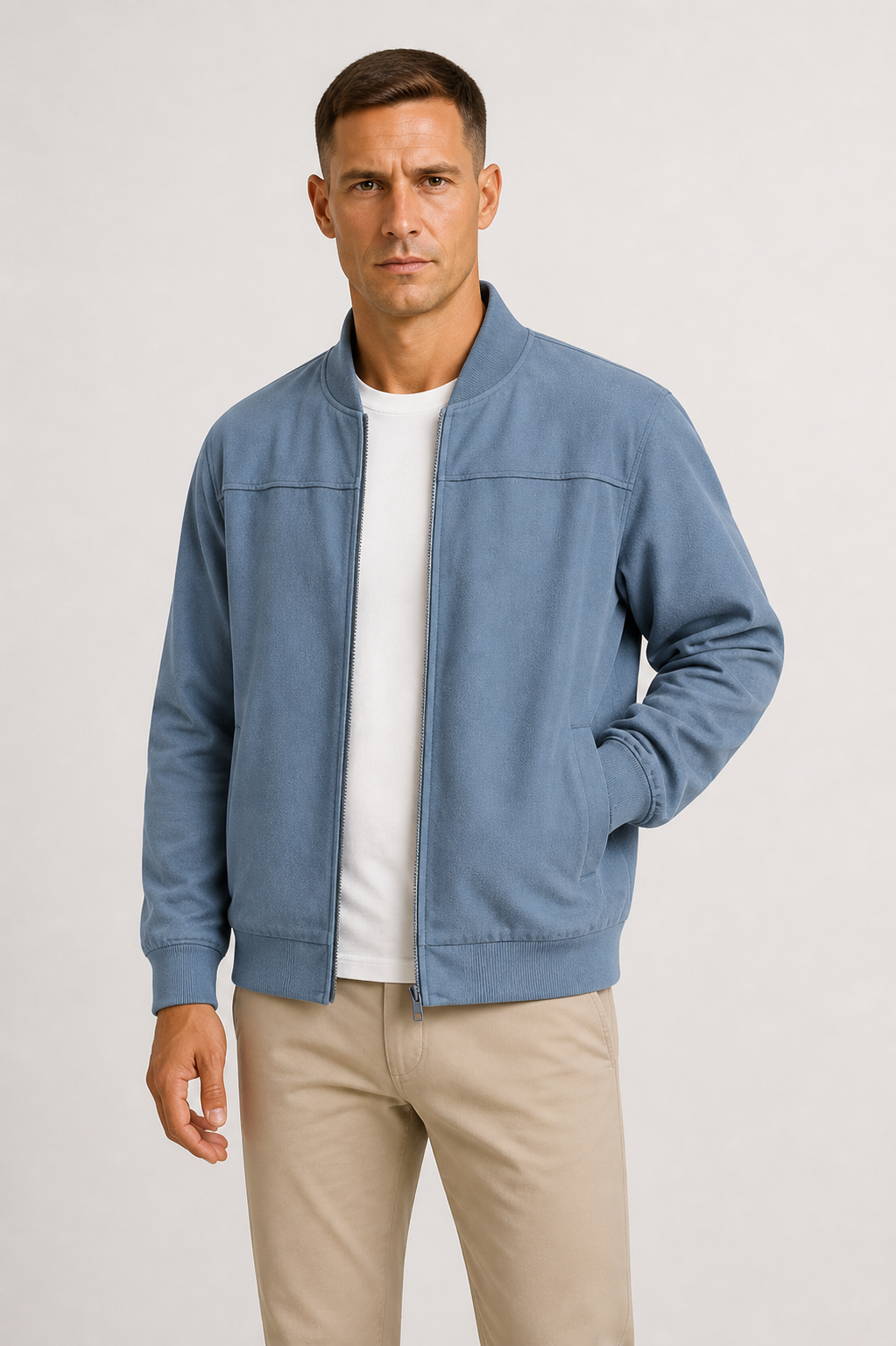 Heren Slim Fit Bomberjack Suède