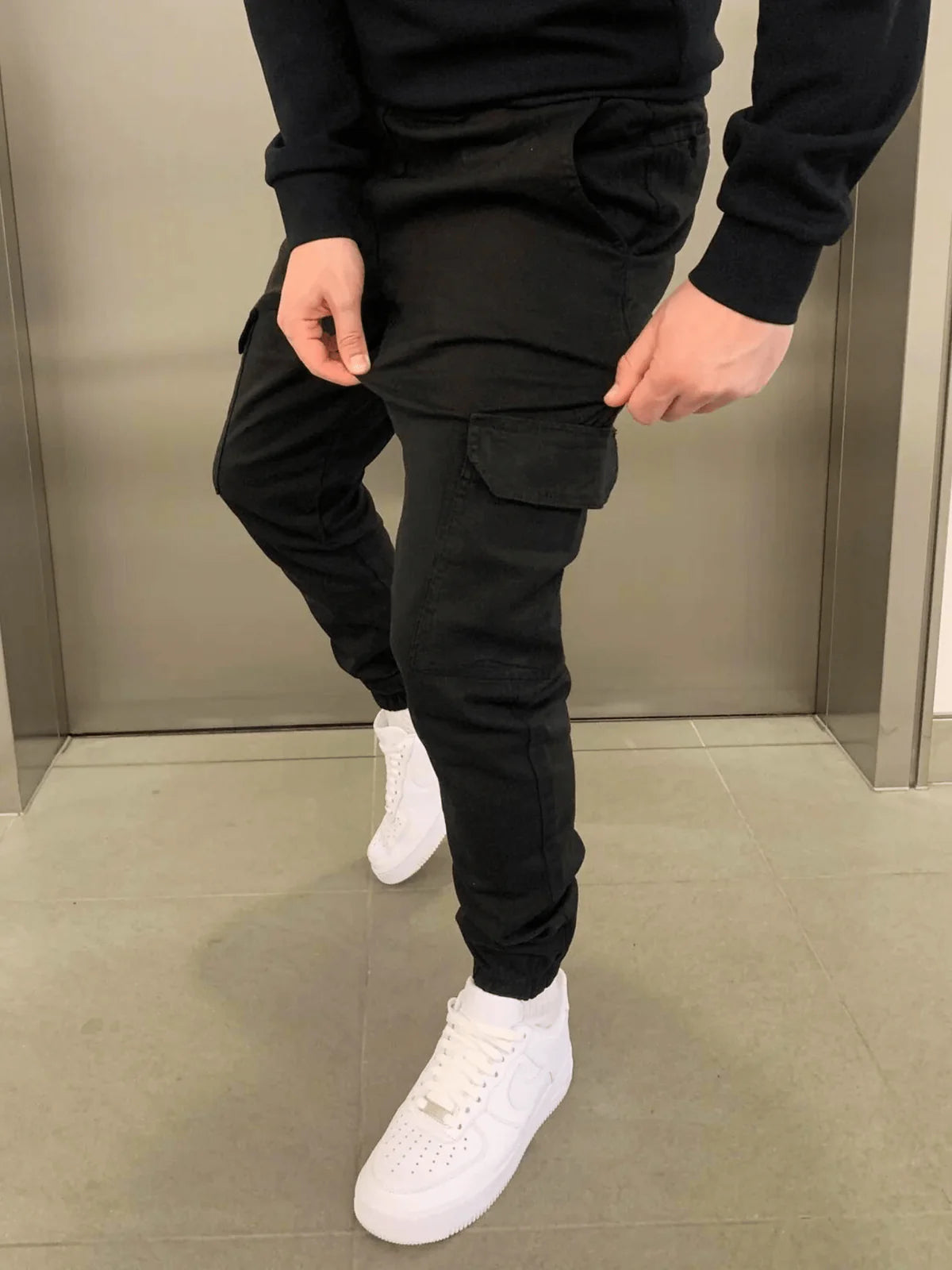 Heren Slim Fit Cargo Joggingbroek