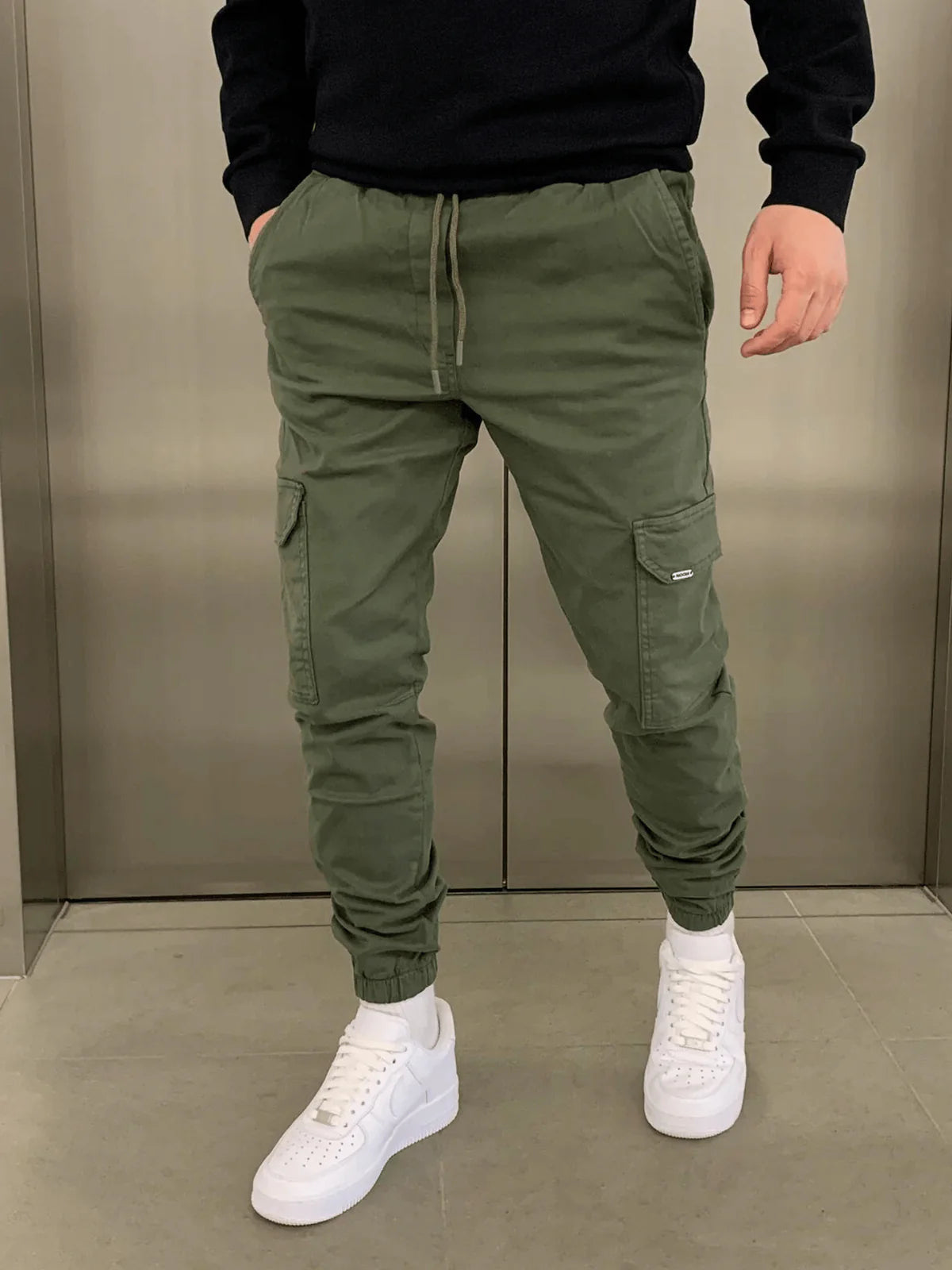 Heren Slim Fit Cargo Joggingbroek