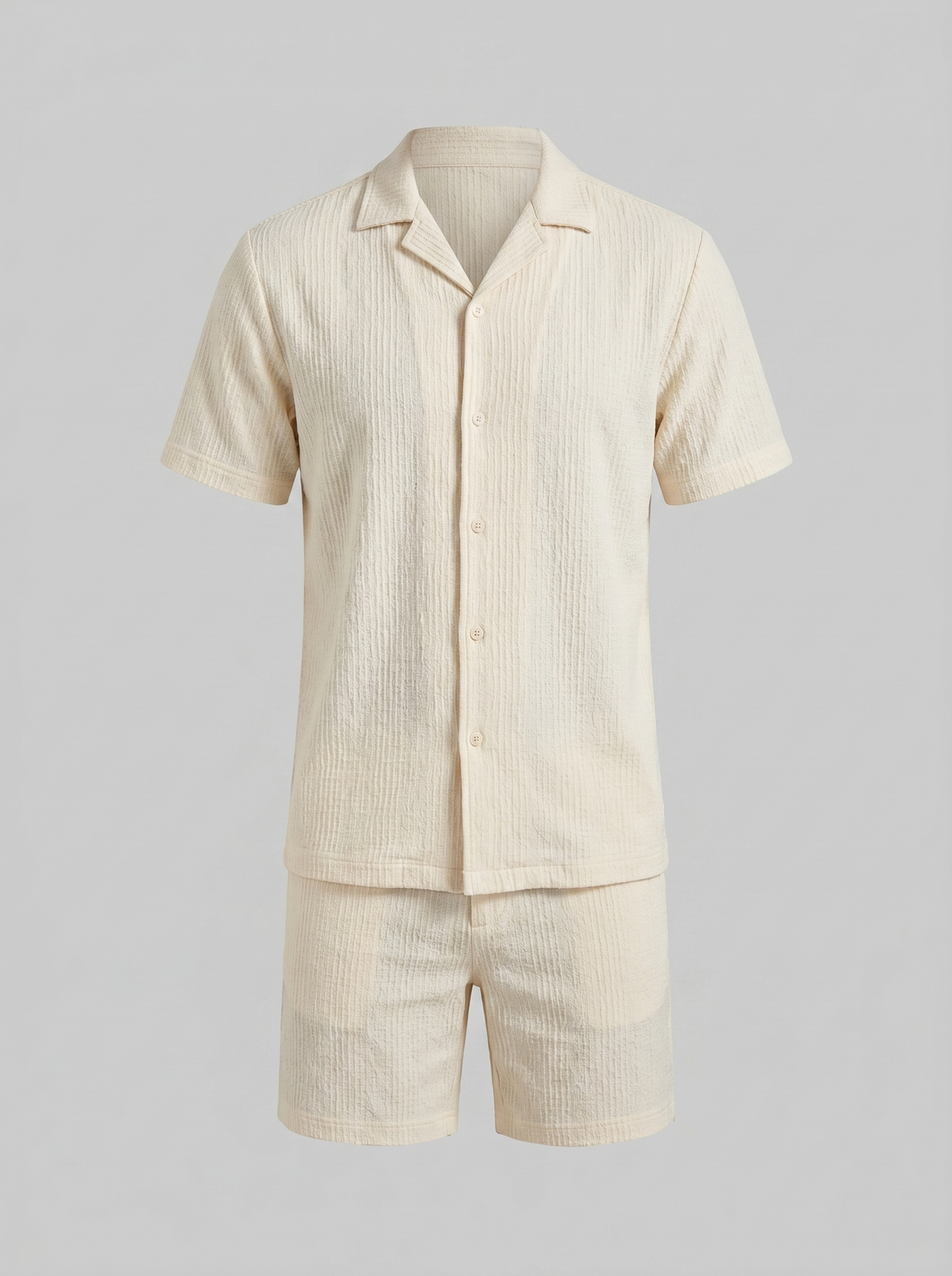 Herenpak Camp Shirt Shorts Jacquard Wave Zomer