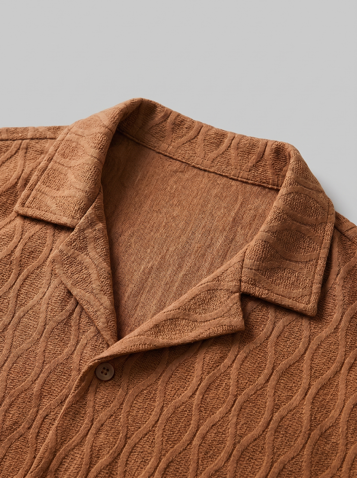 Herenpak Camp Shirt Shorts Jacquard Wave Zomer