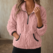 Lunelle – Pluche Half-Zip Fleece Pullover Met Kangoeroe Zak