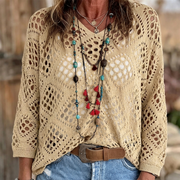 Sunfara – Vrouwen Boheemse Haak V-Hals Top