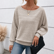 Mayfield – Gestreepte Boot-Neck Lange Mouwen Gebreide Top