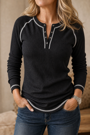 Wearbella – Wafelbrei Contrast Stitch Henley Top