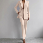 Zakelijke damespakset met blazer met lange mouwen en slim-fit broek