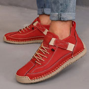 Dames Leren Casual Laarzen met Kleurencombinatie en Comfortabele Pasvorm