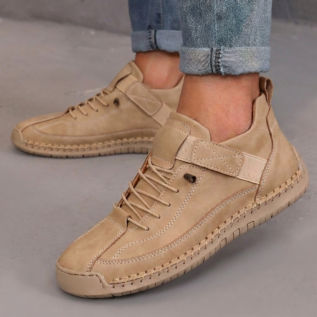 Dames Leren Casual Laarzen met Kleurencombinatie en Comfortabele Pasvorm