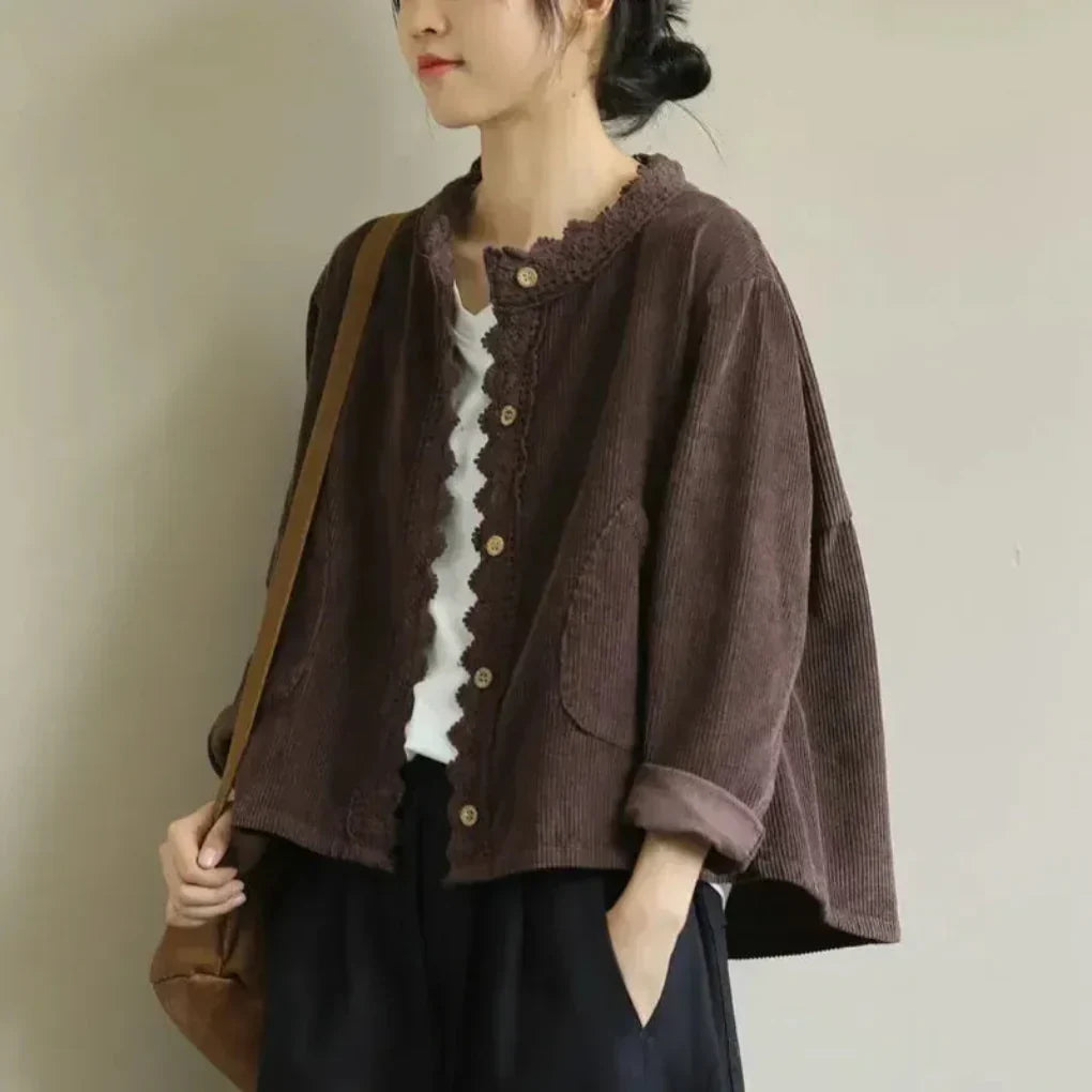Corduroy steekdetail damesjas