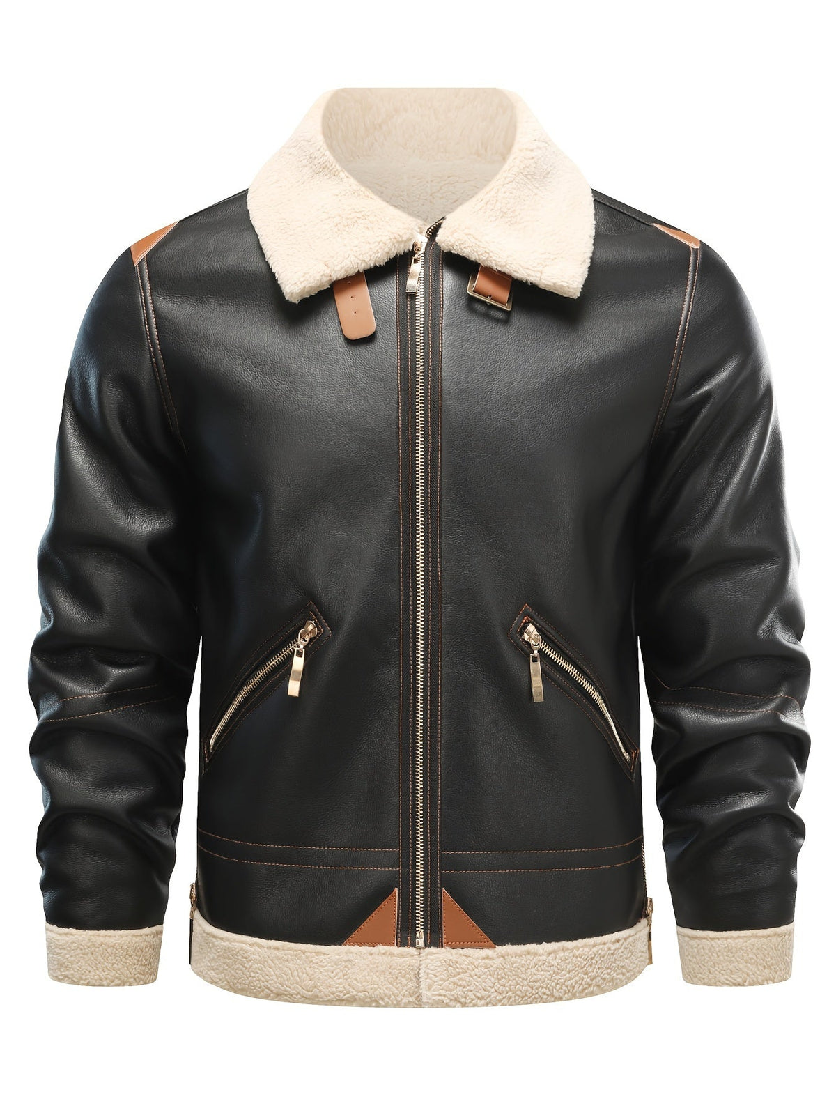 Jasper | Casual PU leren shearling jack met reverskraag
