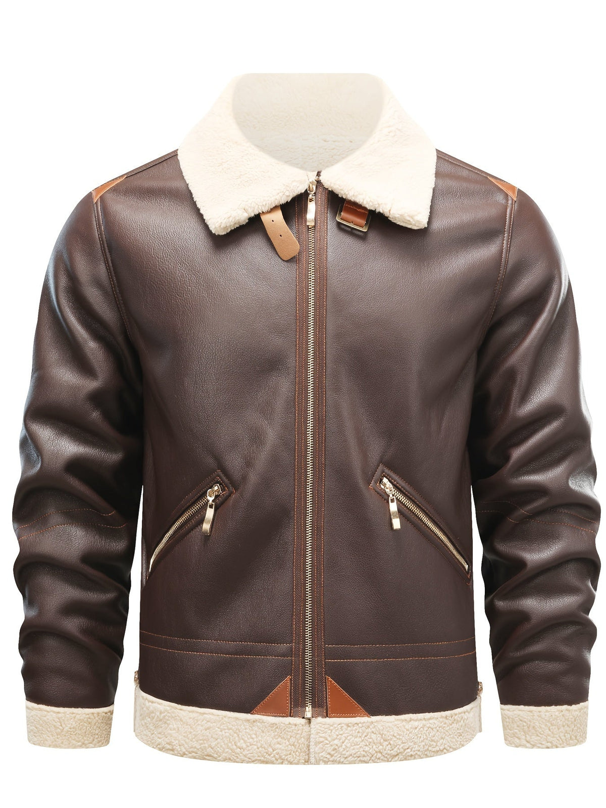 Jasper | Casual PU leren shearling jack met reverskraag