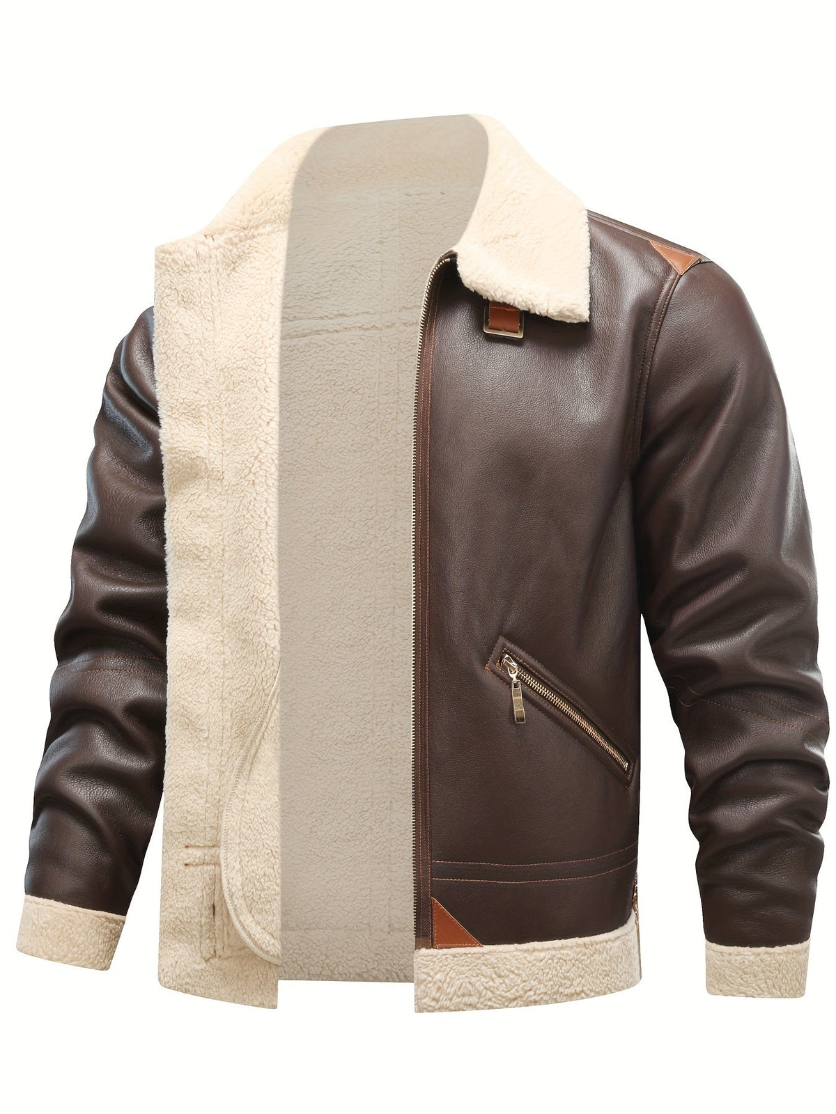 Jasper | Casual PU leren shearling jack met reverskraag