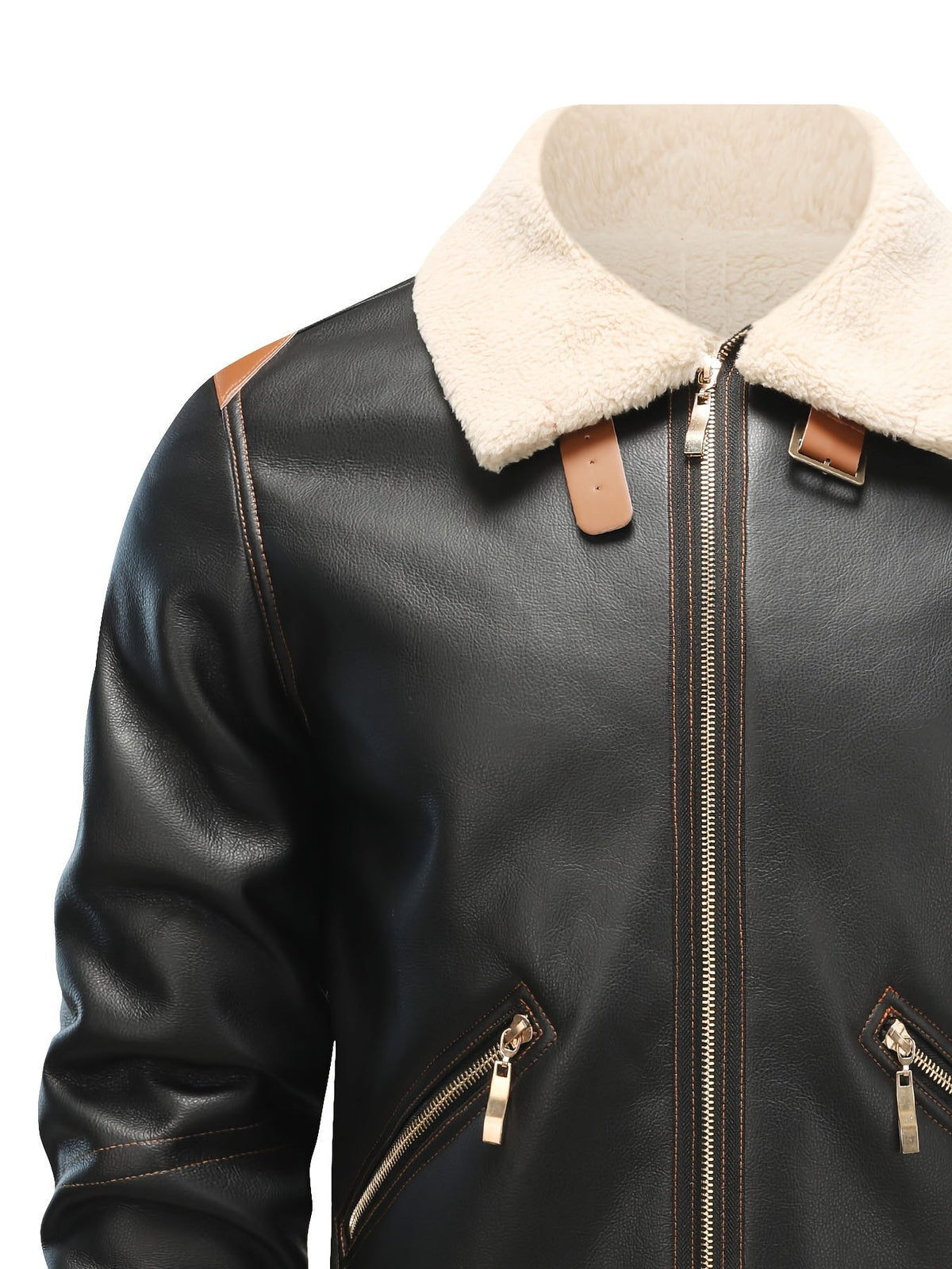 Jasper | Casual PU leren shearling jack met reverskraag