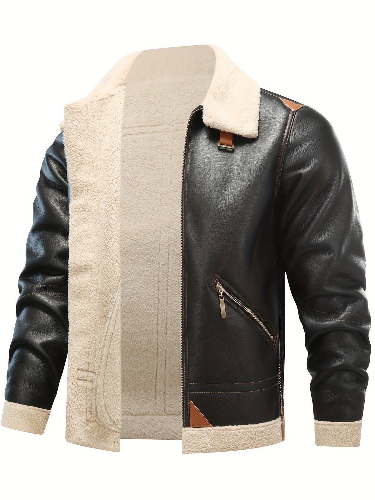 Jasper | Casual PU leren shearling jack met reverskraag