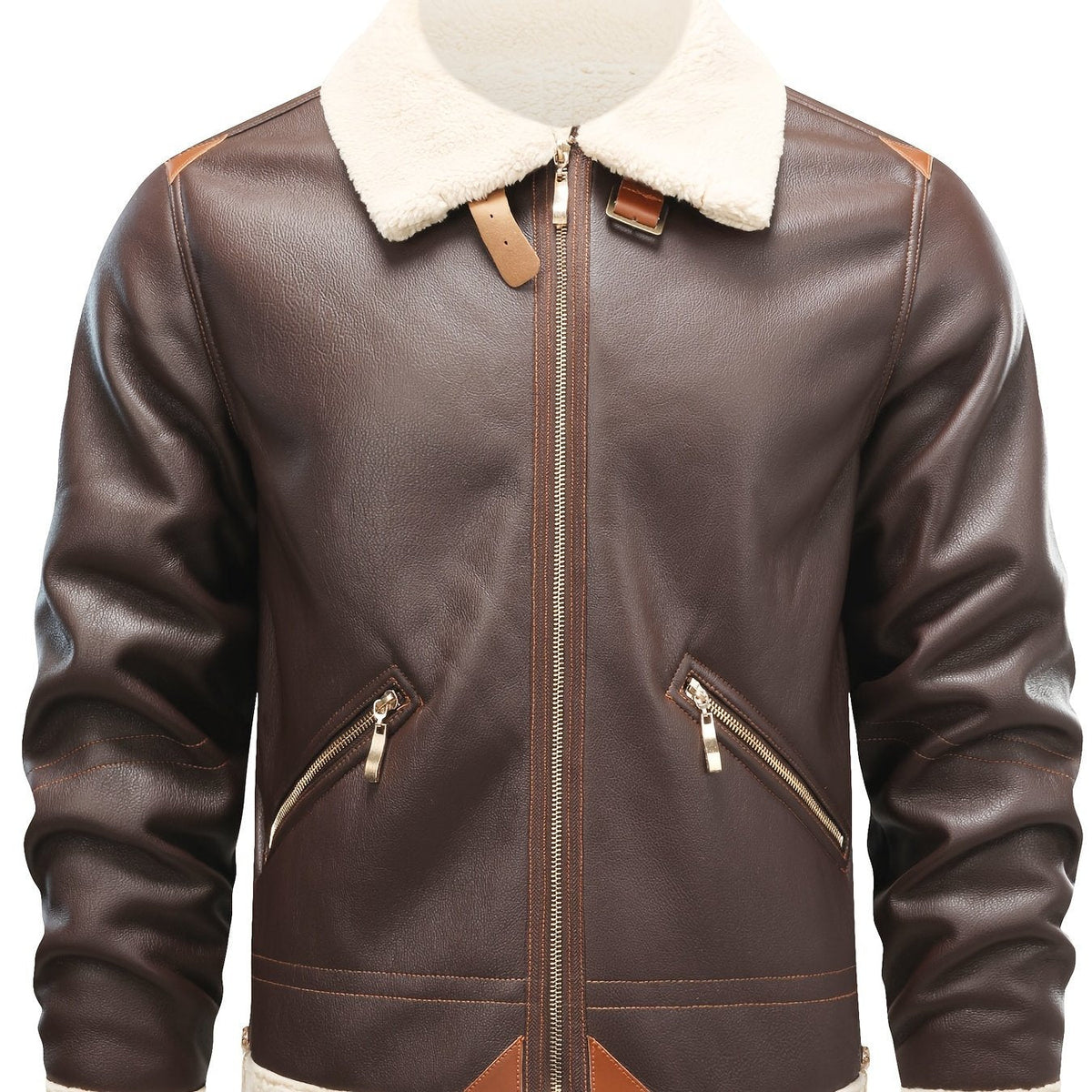 Jasper | Casual PU leren shearling jack met reverskraag