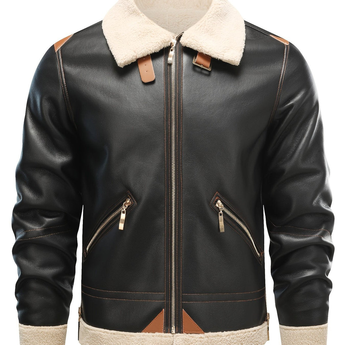Jasper | Casual PU leren shearling jack met reverskraag