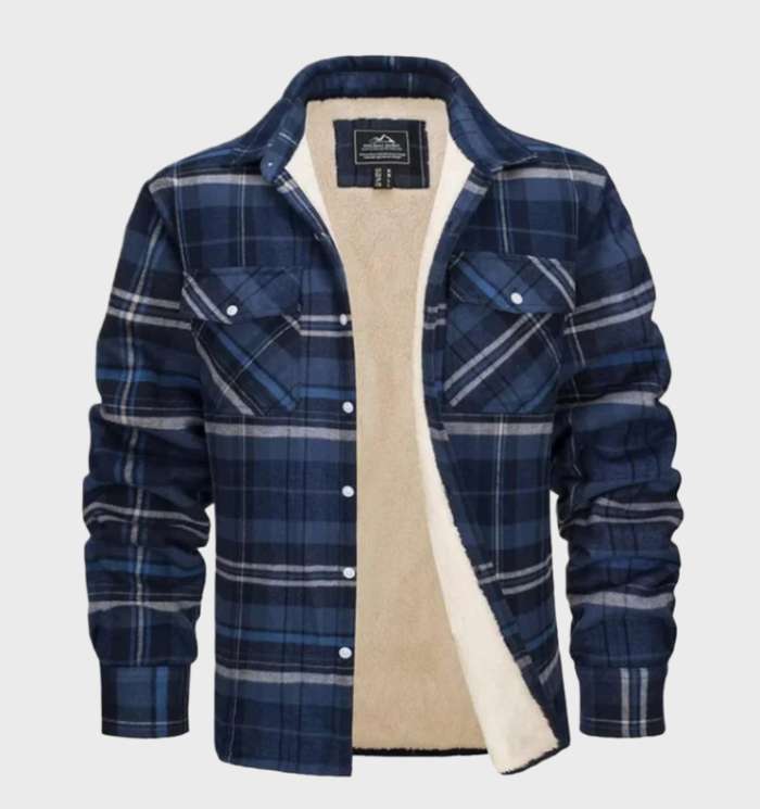 Jasper | Elegant heren flanellen jack in vintage stijl met fleece voering