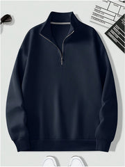 Jasper | Heren casual effen kleur kwart-rits pullover sweatshirt