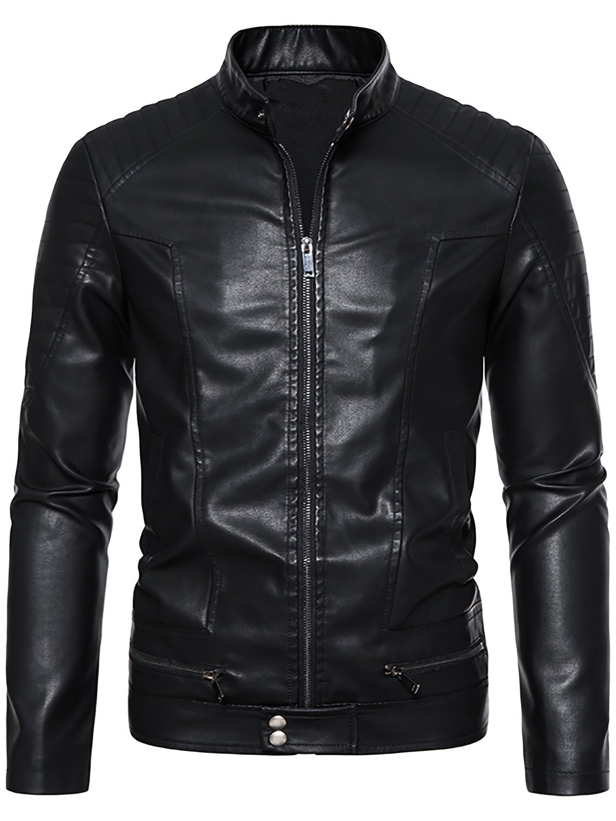 Jasper | Stoere PU leren herenjas met opstaande kraag