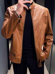 Jasper | Stoere PU leren herenjas met opstaande kraag