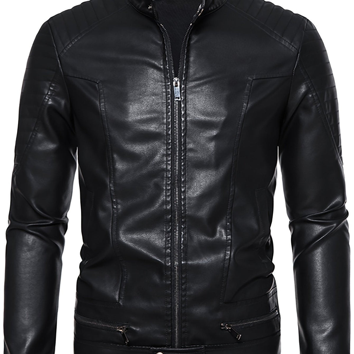 Jasper | Stoere PU leren herenjas met opstaande kraag