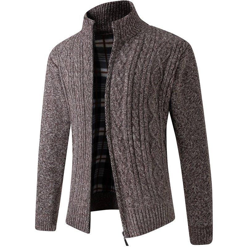 Zachte Heren Vest met Rits en Kabelgebreid Patroon