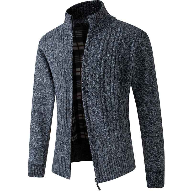 Zachte Heren Vest met Rits en Kabelgebreid Patroon