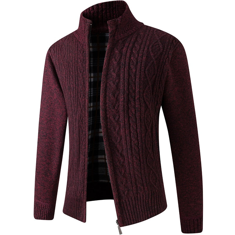 Zachte Heren Vest met Rits en Kabelgebreid Patroon