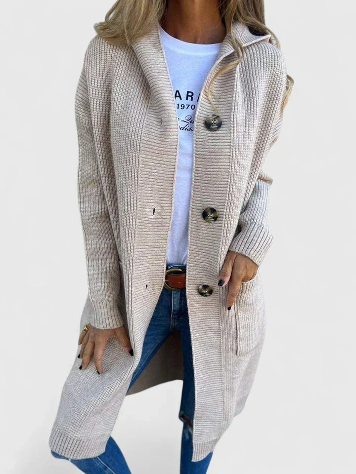 GRACIE – LANG GERIBBELD HOODIE CARDIGAN