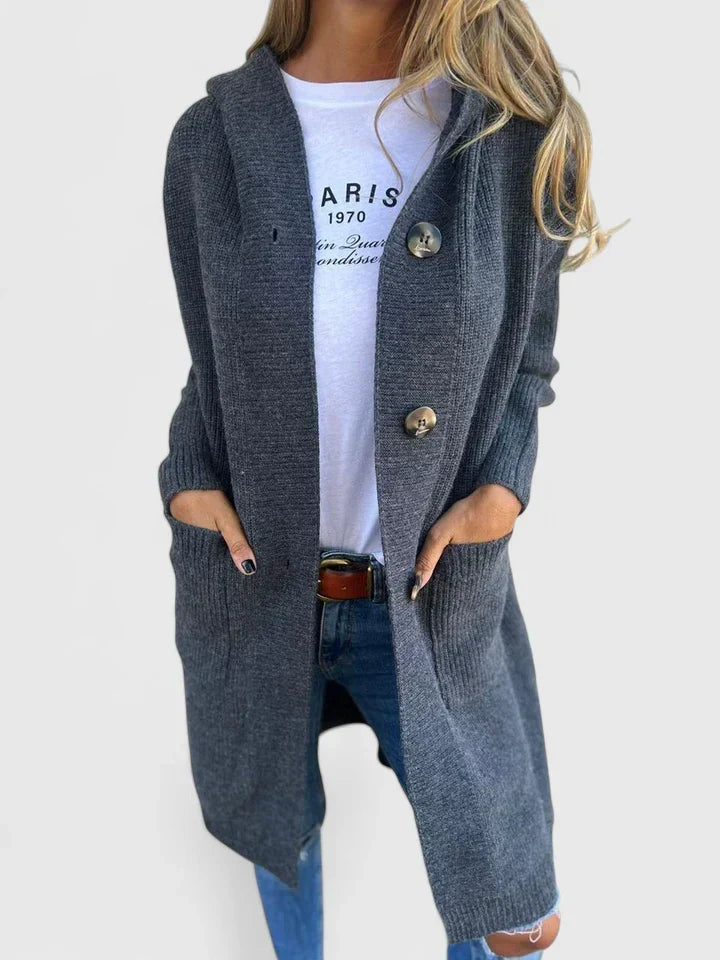 GRACIE – LANG GERIBBELD HOODIE CARDIGAN