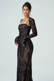 Kantjurk Dames Met Lange Mouwen Elegante Avondjurk