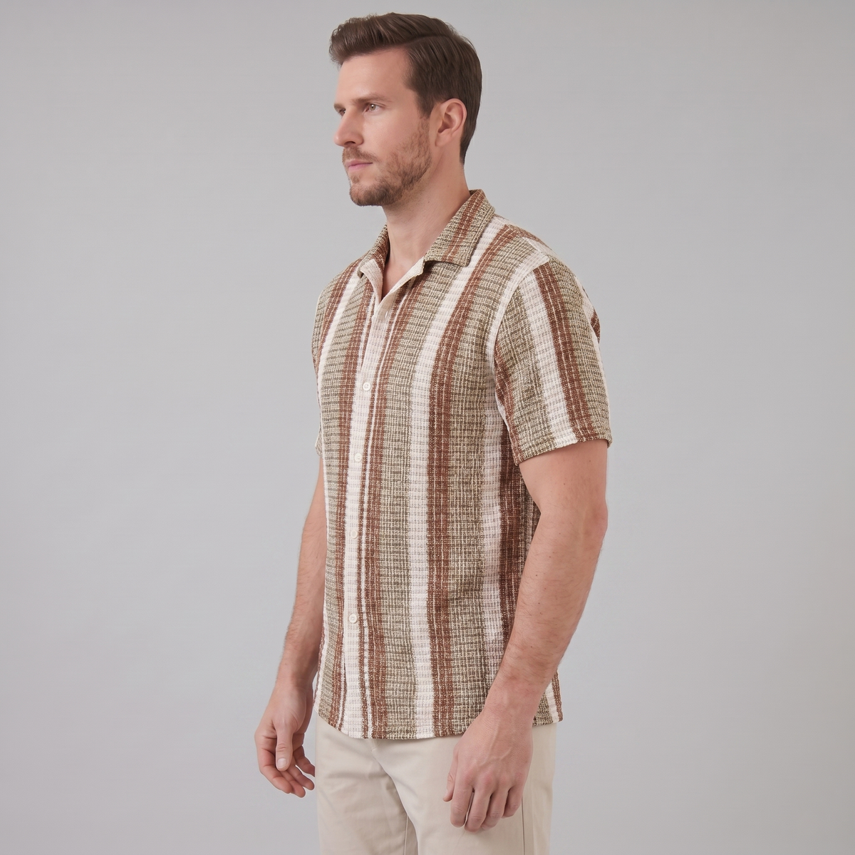 Korte Mouw Gestreept Overhemd Heren Casual Zomer