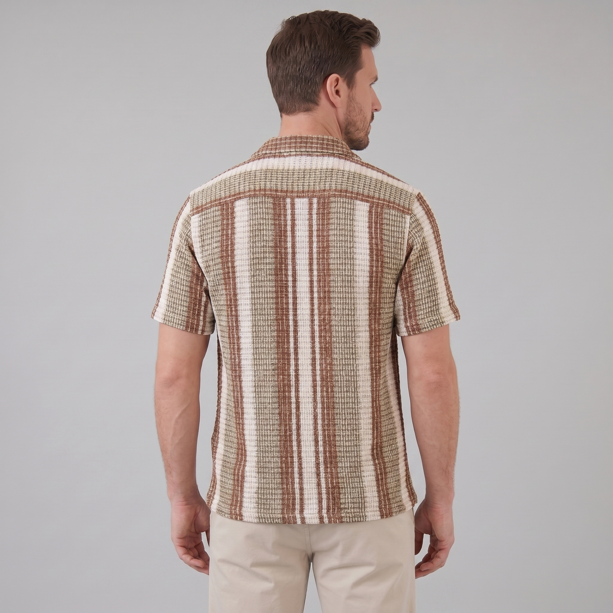 Korte Mouw Gestreept Overhemd Heren Casual Zomer