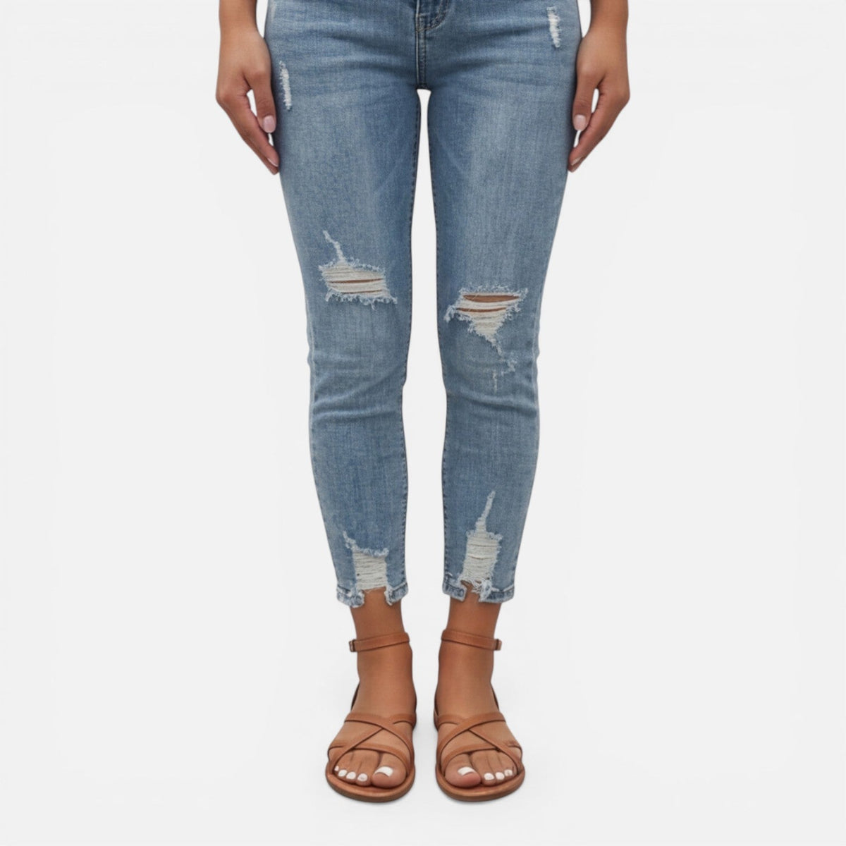Leren Sandalen Dames Plat Met Enkelbandje Casual