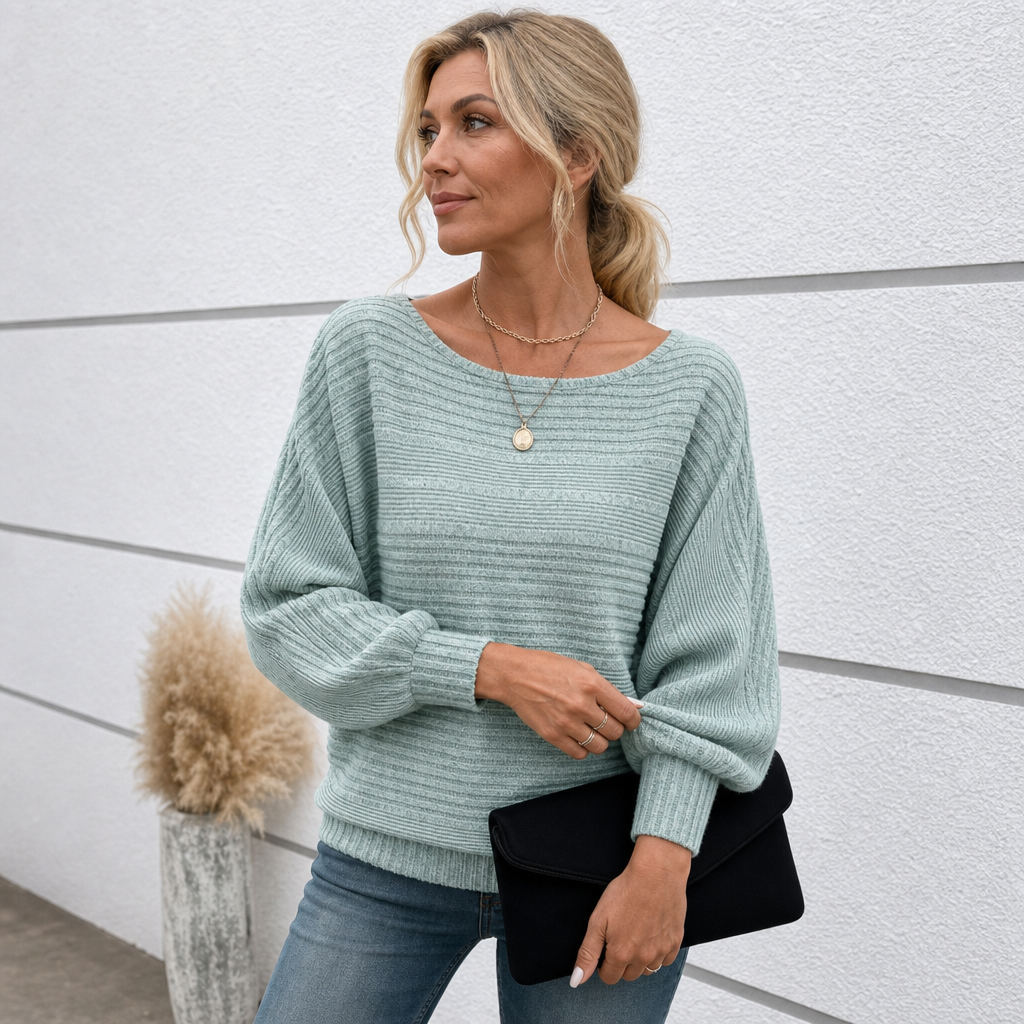 Mayfield – Gestreepte Boot-Neck Lange Mouwen Gebreide Top