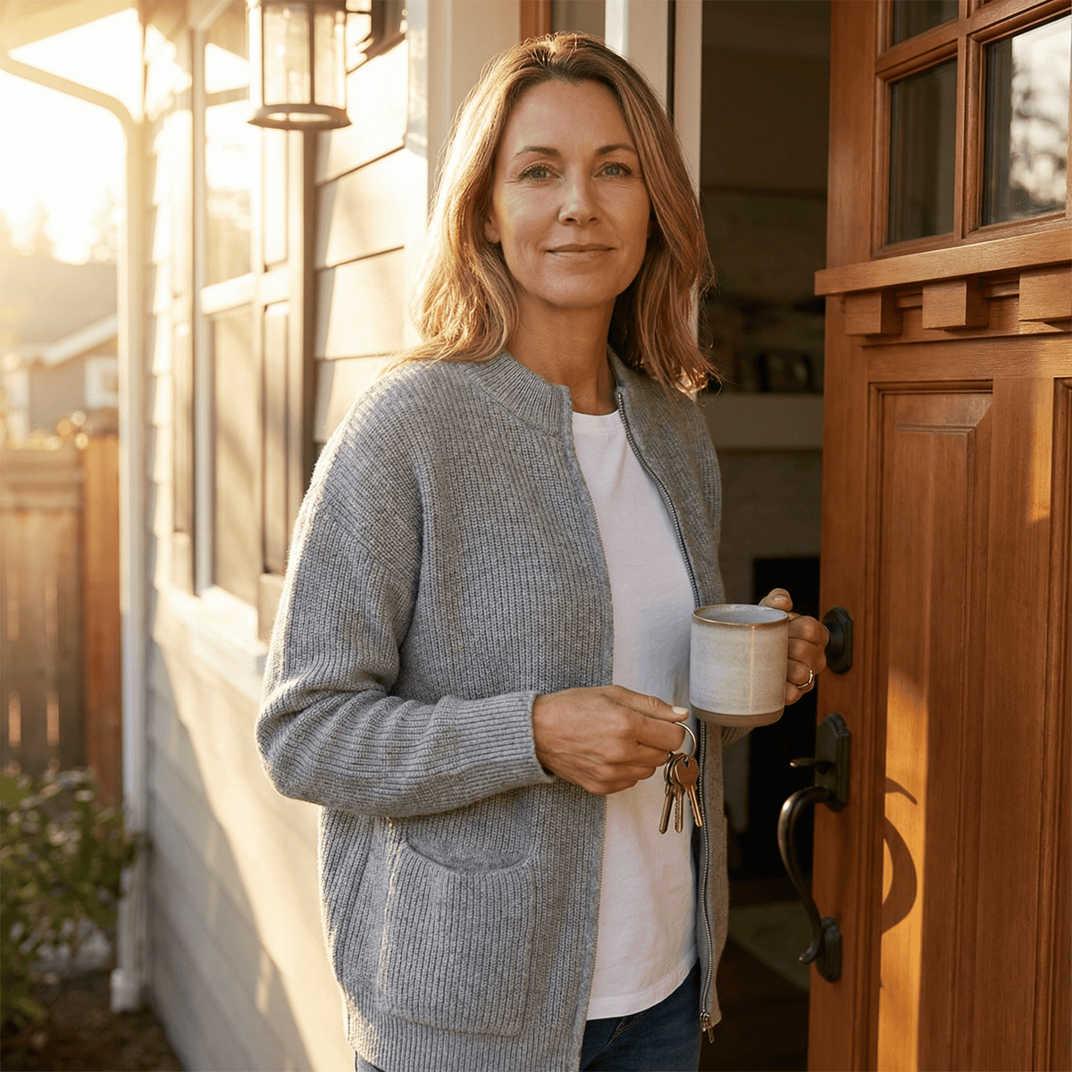 Covena – Zachte Gebreide Zip-Up Cardigan met Zakken