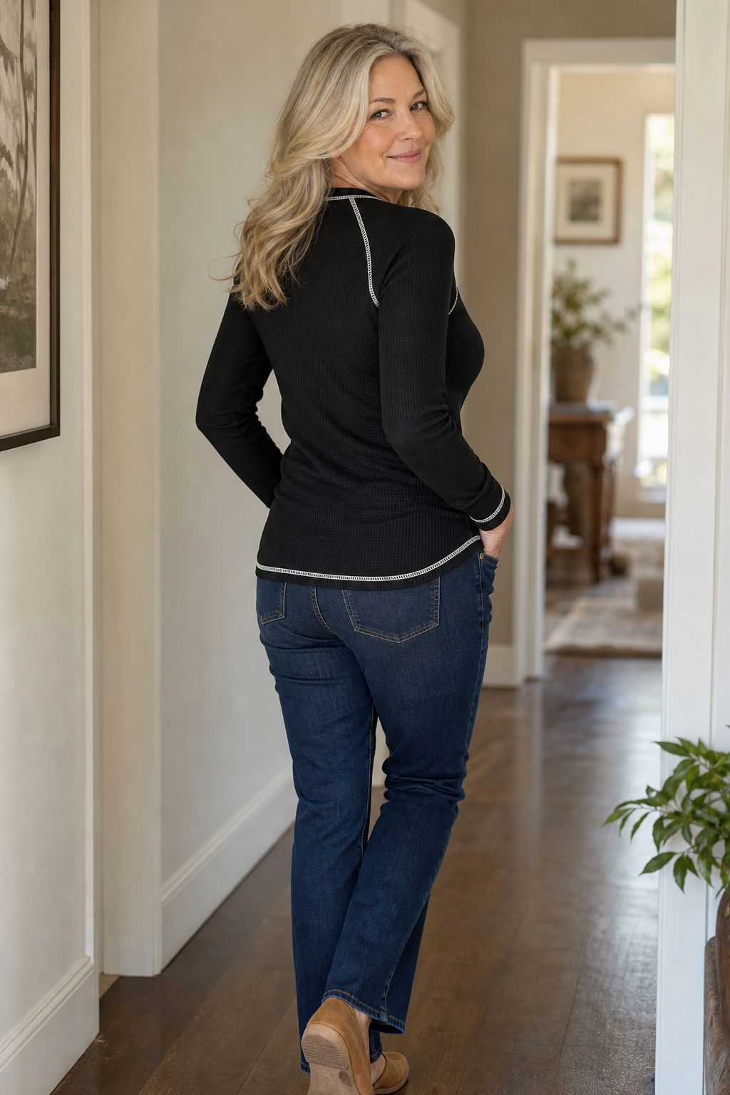 Wearbella – Wafelbrei Contrast Stitch Henley Top