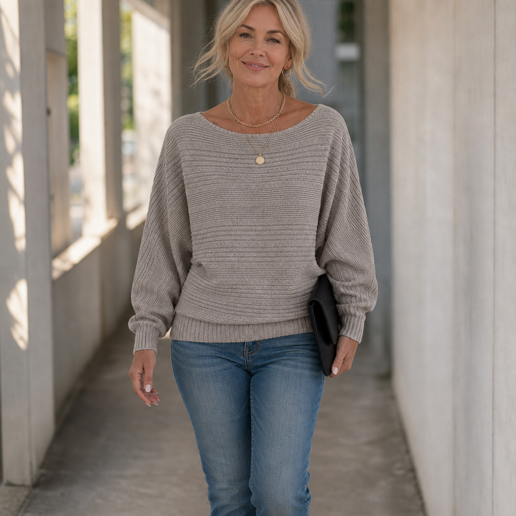 Mayfield – Gestreepte Boot-Neck Lange Mouwen Gebreide Top