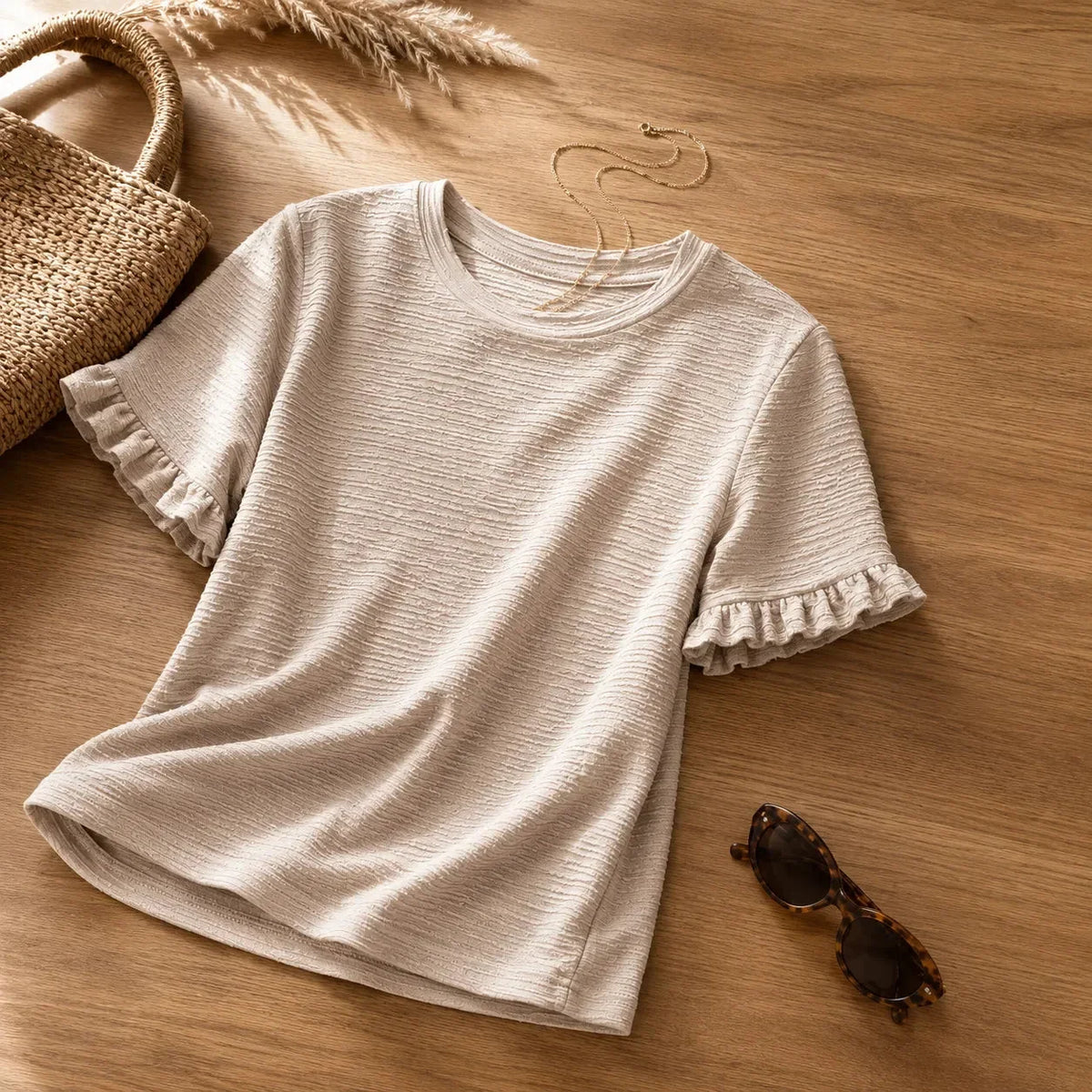 Marelle – Textured Flutter Sleeve Top