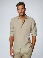 Linnen Overhemd Heren Lange Mouwen Slim Fit Casual