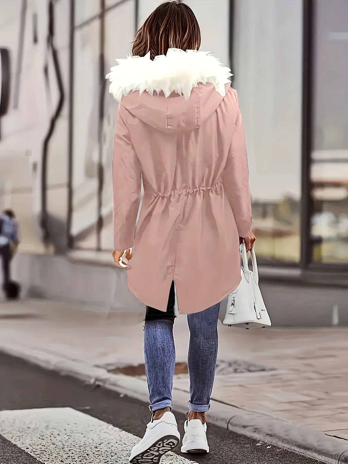 Lotte | Casual jas met capuchon en nep bont
