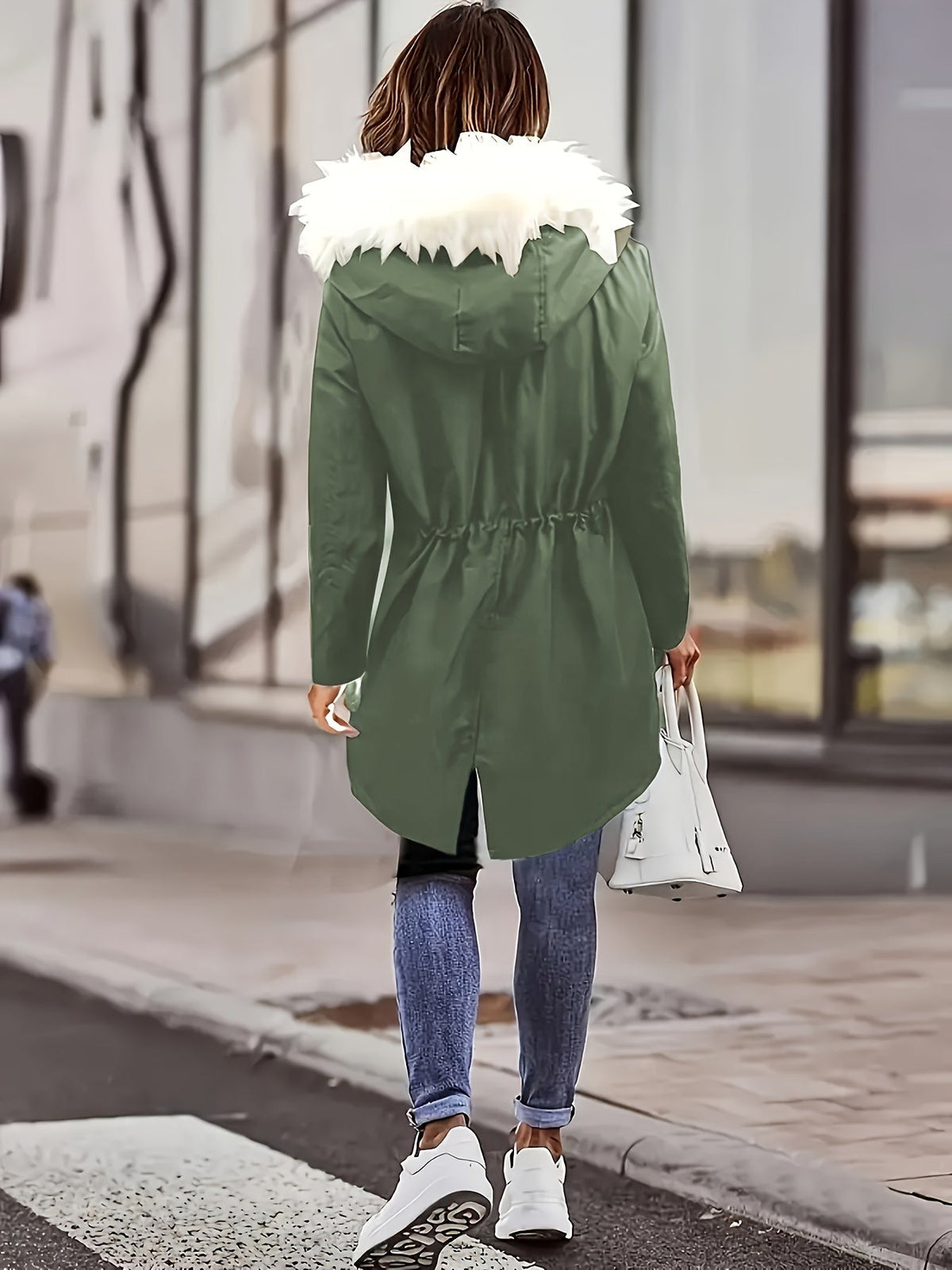Lotte | Casual jas met capuchon en nep bont