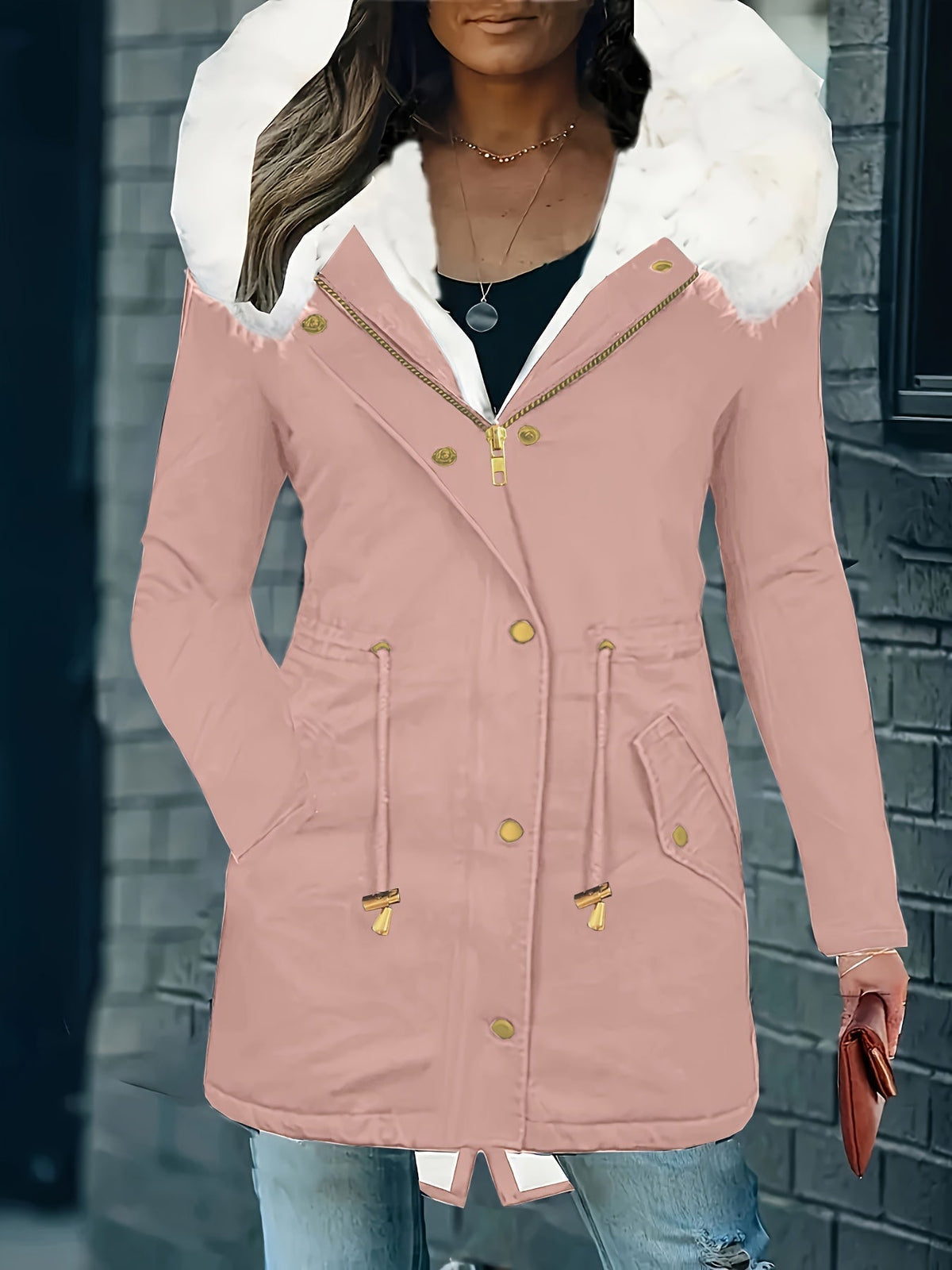 Lotte | Casual jas met capuchon en nep bont