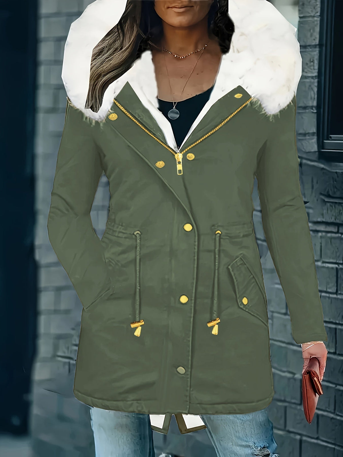Lotte | Casual jas met capuchon en nep bont