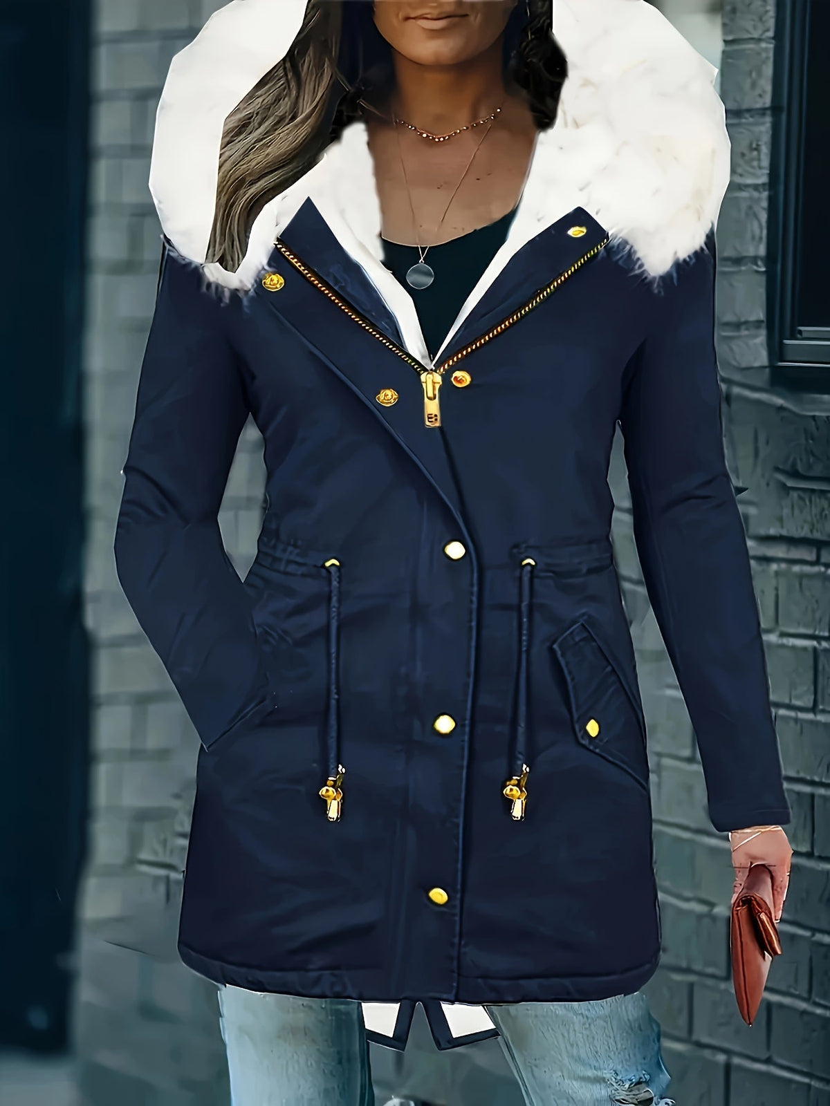 Lotte | Casual jas met capuchon en nep bont