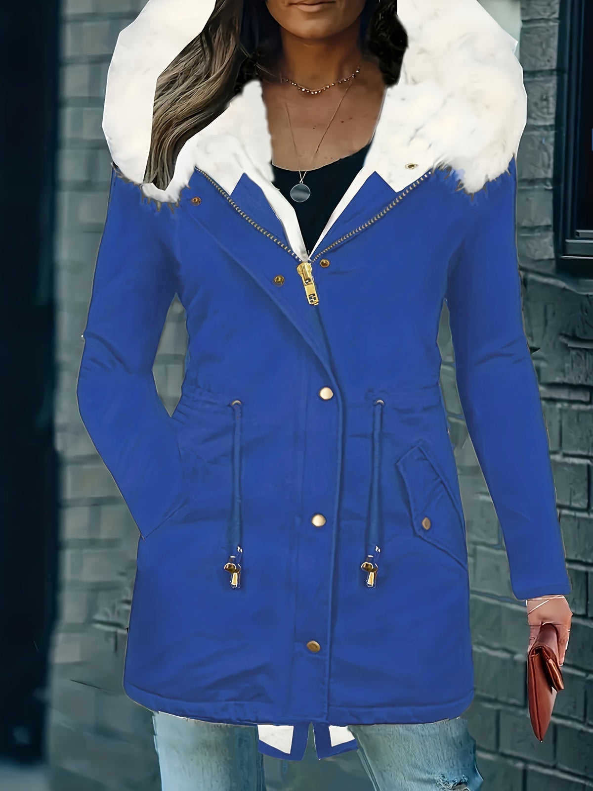 Lotte | Casual jas met capuchon en nep bont